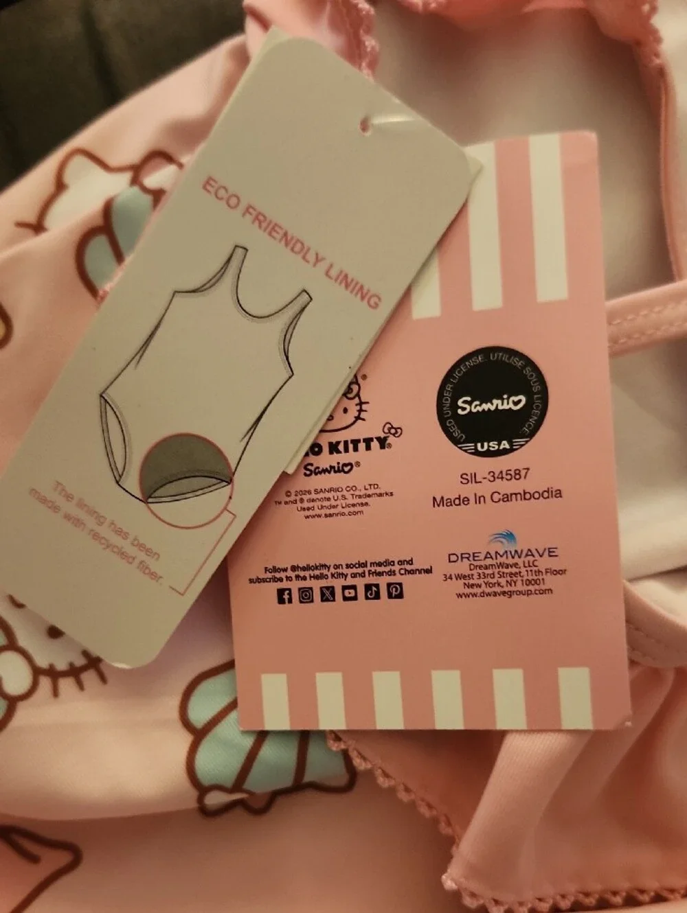Hello Kitty Pink Shell-Print Ruffle Swimsuit - Picture 3 of 3
